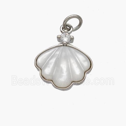 Copper Conch Pendant Pave Shell Platinum Plated