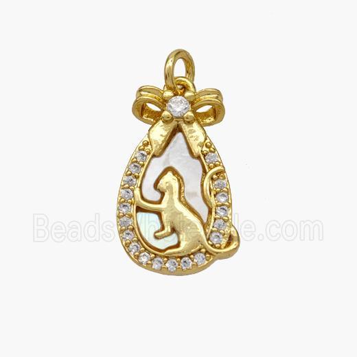 Copper Fox Pendant Pave Shell Zirconia 18K Gold Plated