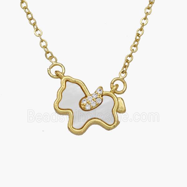Copper Foal Necklace Pave Shell Horse Gold Plated