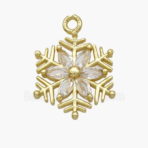 Copper Snowflake Pendant Micropave Zirconia Gold Plated