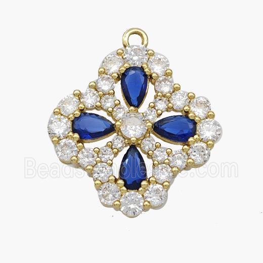 Copper Clover Pendant Micropave Zirconia Gold Plated