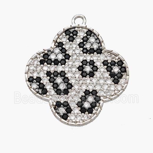 Copper Clover Pendant Micropave Zirconia Platinum Plated