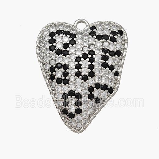 Copper Heart Pendant Micropave Zirconia Platinum Plated