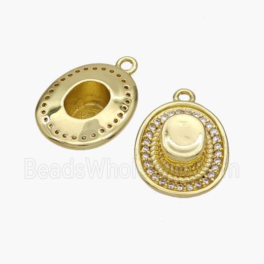 Hat Charms Copper Pendant Pave Zirconia Gold Plated
