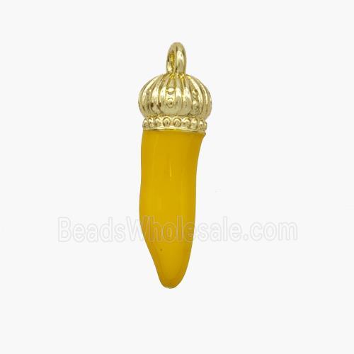 Copper Chili Pendant Yellow Enamel Gold Plated