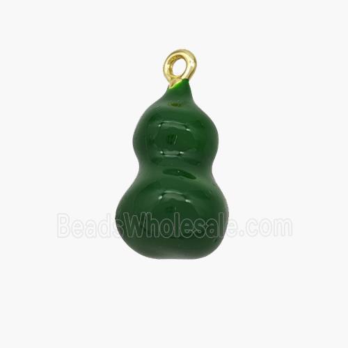 Copper Gourd Pendant Green Enamel Gold Plated