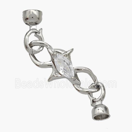 Copper Clasp Pave Zirconia Cordend Platinum Plated