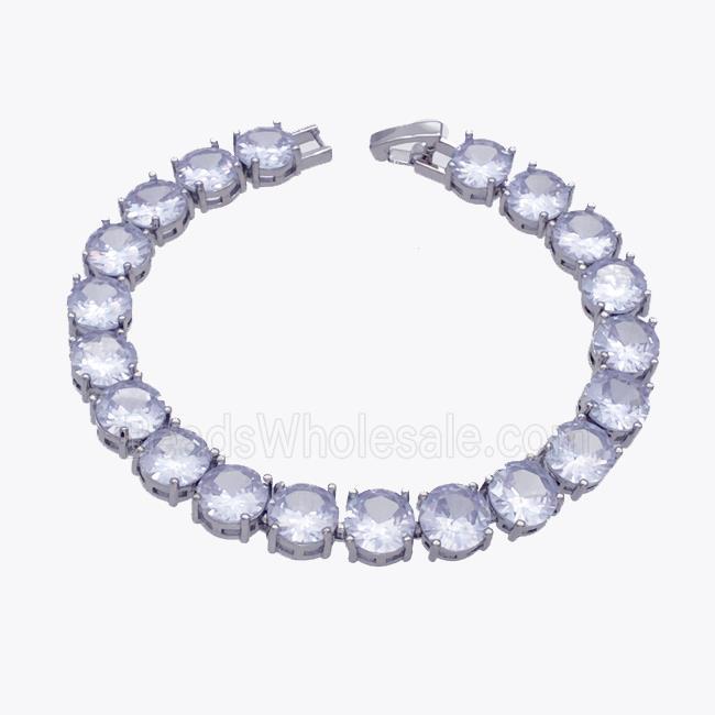 Copper Bracelet Pave Crystal Glass Platinum Plated