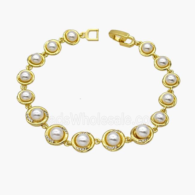 Copper Bracelet Pave Pearlized Resin Gold Plated