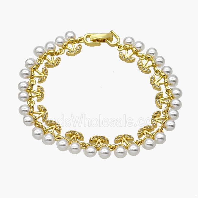 Copper Cherry Bracelet Pave Pearlized Resin Gold Plated