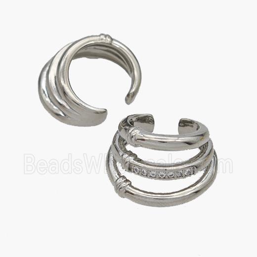 Copper Clip Earrings Pave Zirconia Platinum Plated