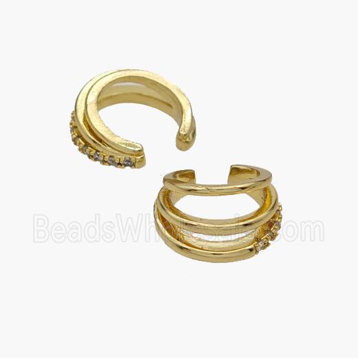 Copper Clip Earrings Pave Zirconia Gold Plated