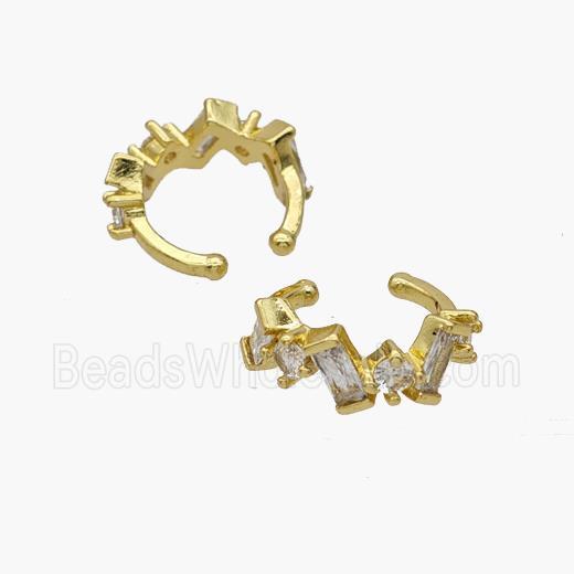 Copper Clip Earrings Pave Zirconia Gold Plated