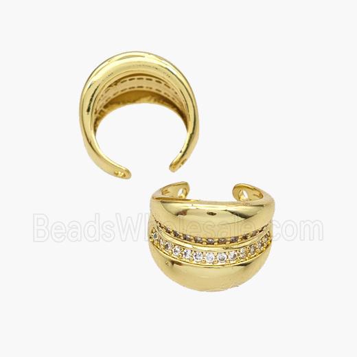 Copper Clip Earrings Pave Zirconia Gold Plated