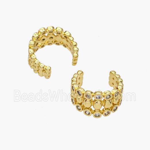 Copper Clip Earrings Pave Zirconia Gold Plated