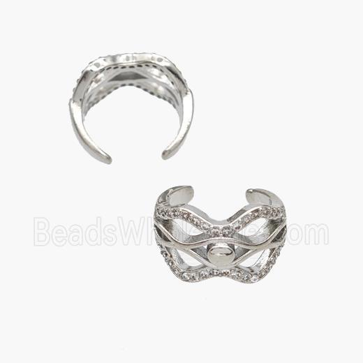 Copper Clip Earrings Pave Zirconia Platinum Plated