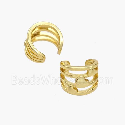 Copper Clip Earrings Heart Gold Plated