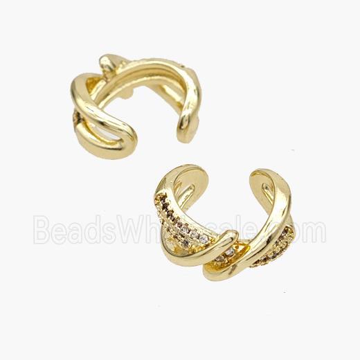 Copper Clip Earrings Pave Zirconia Gold Plated