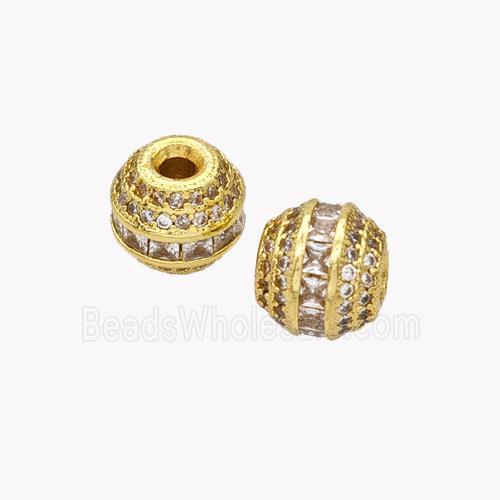 Copper Round Beads Micropave Zirconia Gold Plated