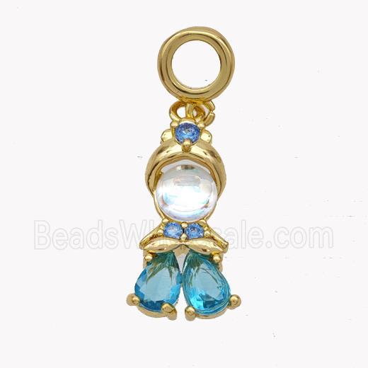 Copper KidBoys Pendant Pave Cateye Glass Gold Plated
