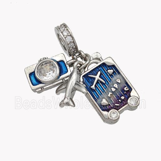 Copper Camera Airplane Pave Zirconia Painted