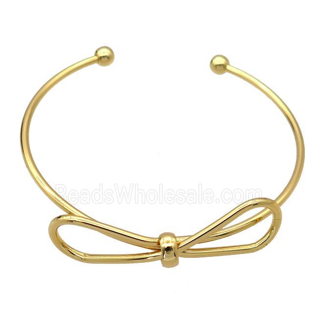 copper bangle with knot, adjustable, gold plated