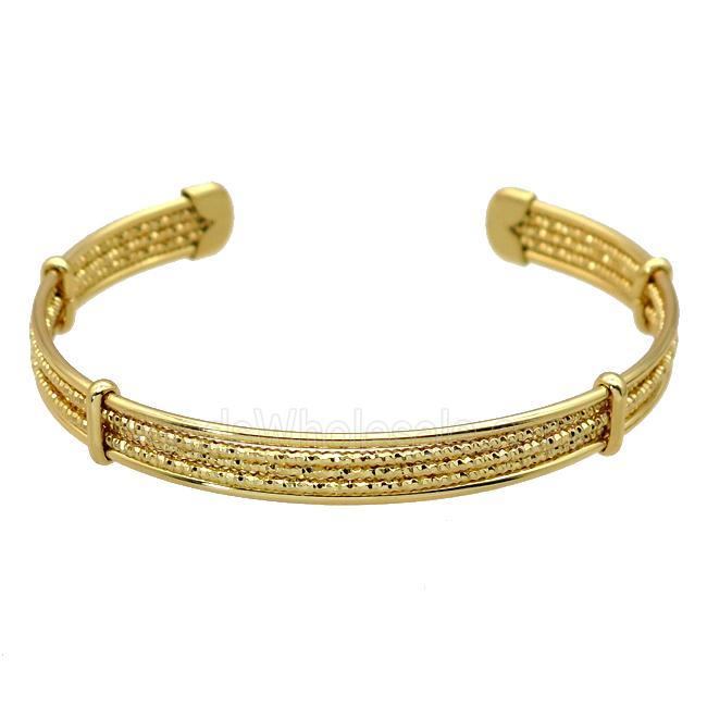 copper bangle, adjustable, gold plated