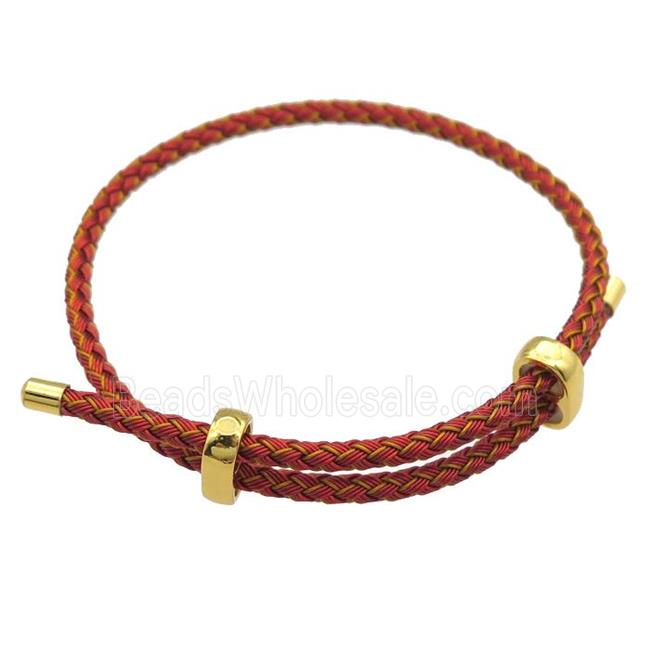red Tiger Tail Steel Bracelet, adjustable