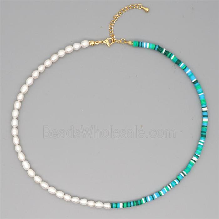 Pearl Necklace with polymer clay