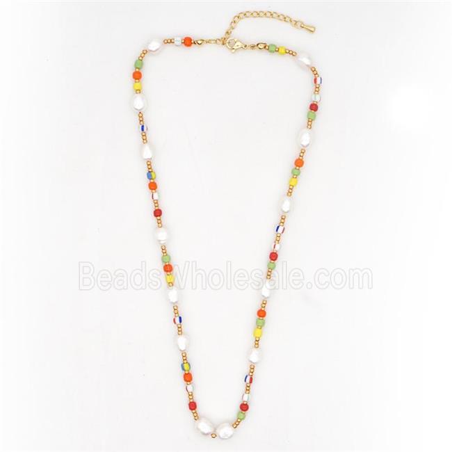 Pearl Necklace with glass seed beads