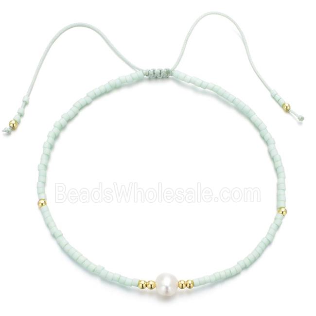 handmade miyuki glass Bracelet with Pearl, adjustable
