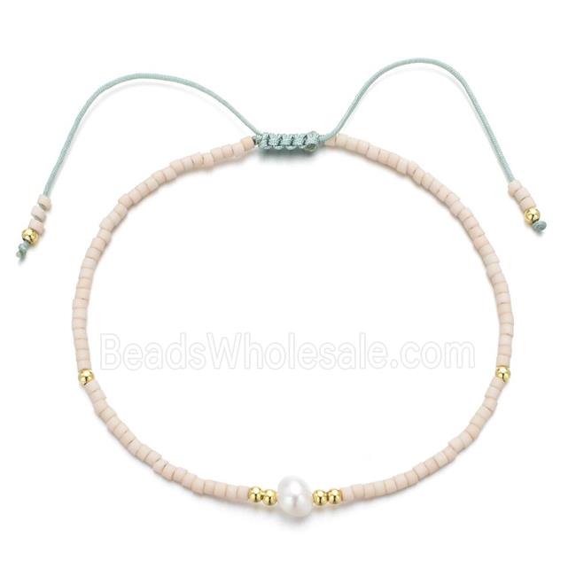 handmade miyuki glass Bracelet with Pearl, adjustable