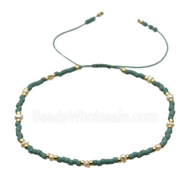 handmade miyuki glass Bracelet with Pearl, adjustable