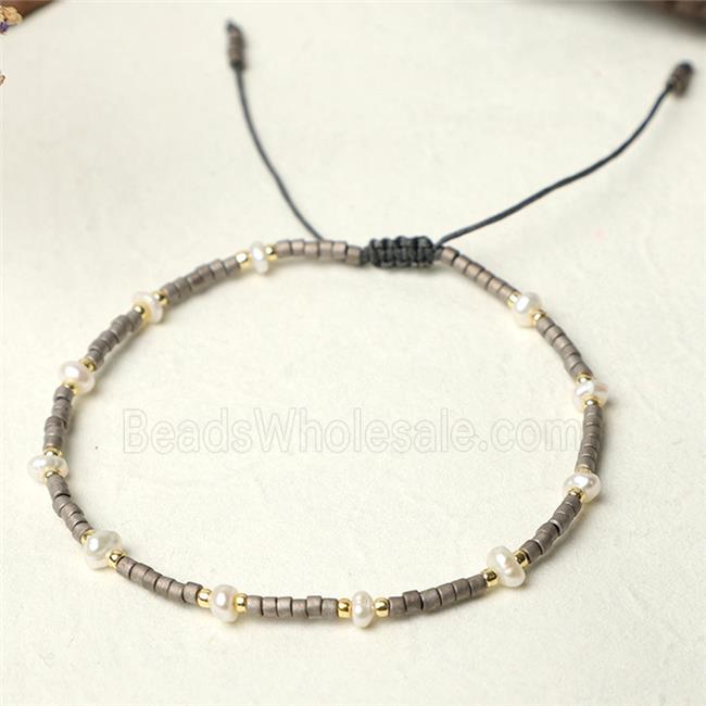 handmade miyuki glass Bracelet with Pearl, adjustable