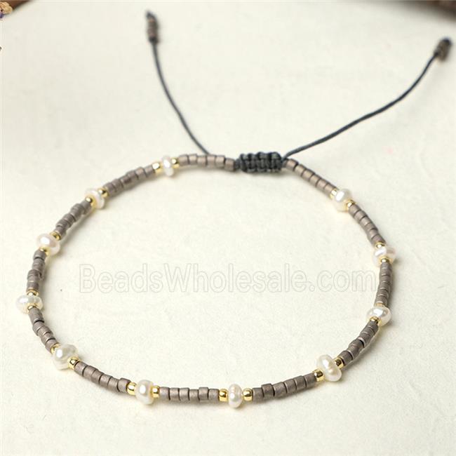 handmade miyuki glass Bracelet with Pearl, adjustable