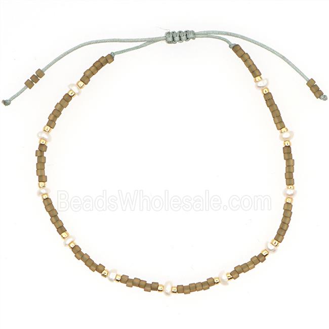 handmade miyuki glass Bracelet with Pearl, adjustable