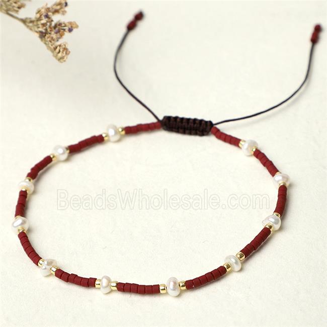 handmade miyuki glass Bracelet with Pearl, adjustable