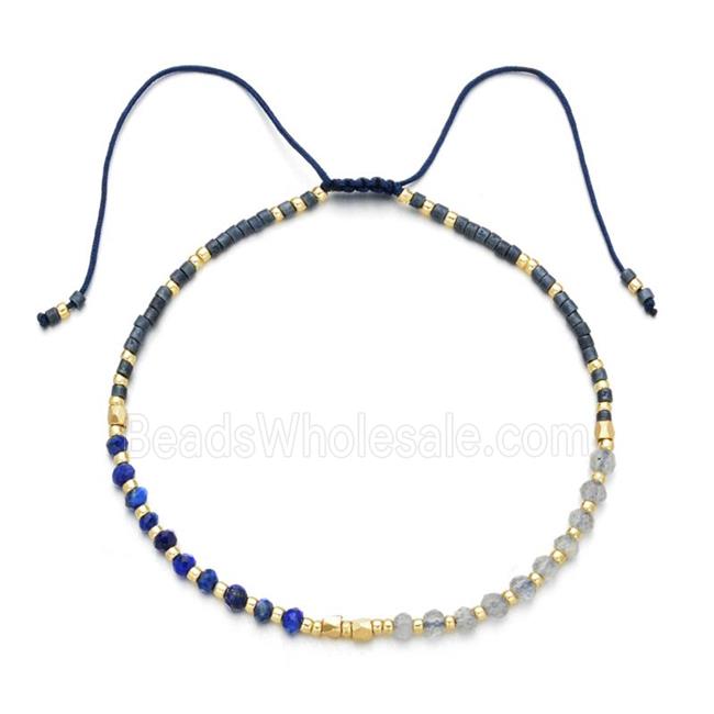 Lapis Bracelet with moonstone, adjustable