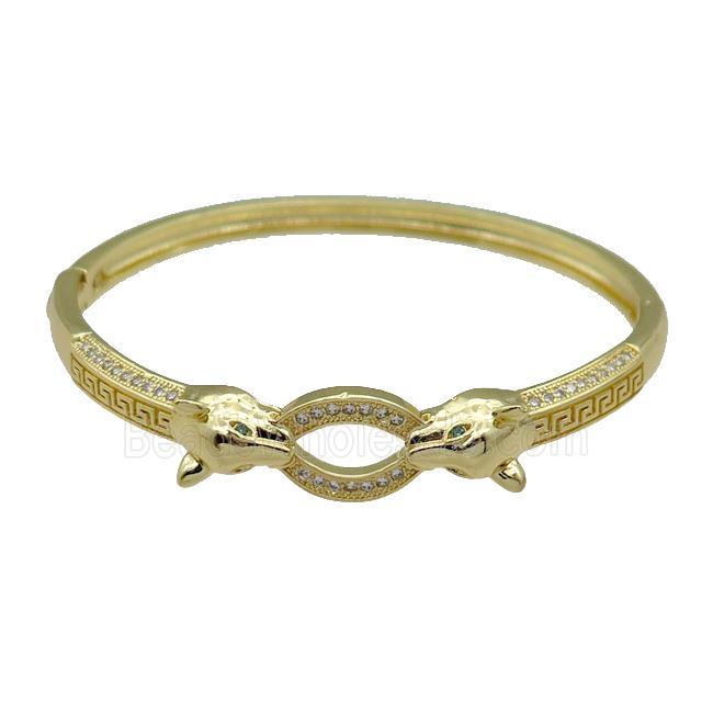 Copper Bangle Pave Zircon Fox Gold Plated