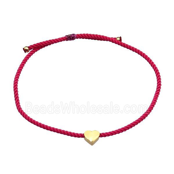 Red Nylon Bracelet Heart Adjustable