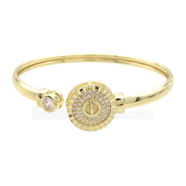 Copper Bangle Pave Zircon Gold Plated