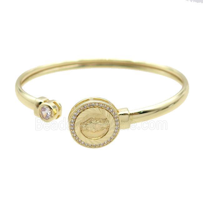 Copper Bangle Pave Zircon Virgin Mary Gold Plated
