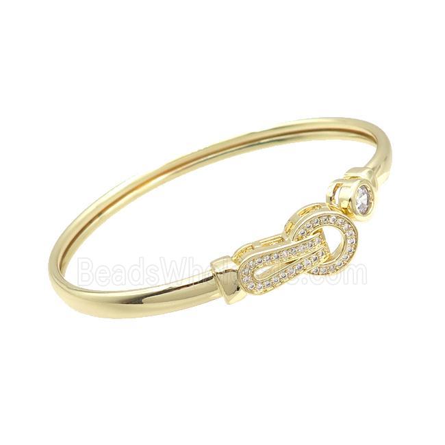 Copper Bangle Pave Zircon Gold Plated