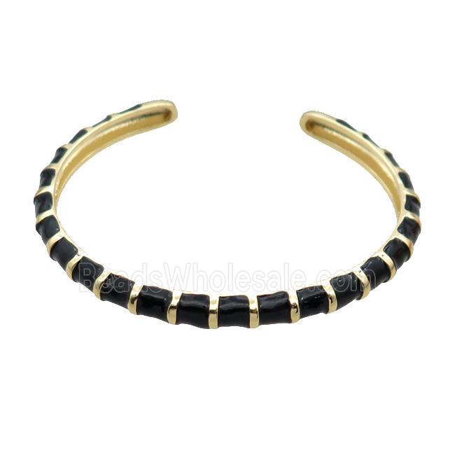 Copper Bangle With Black Enamel SnakeSkin Gold Plated