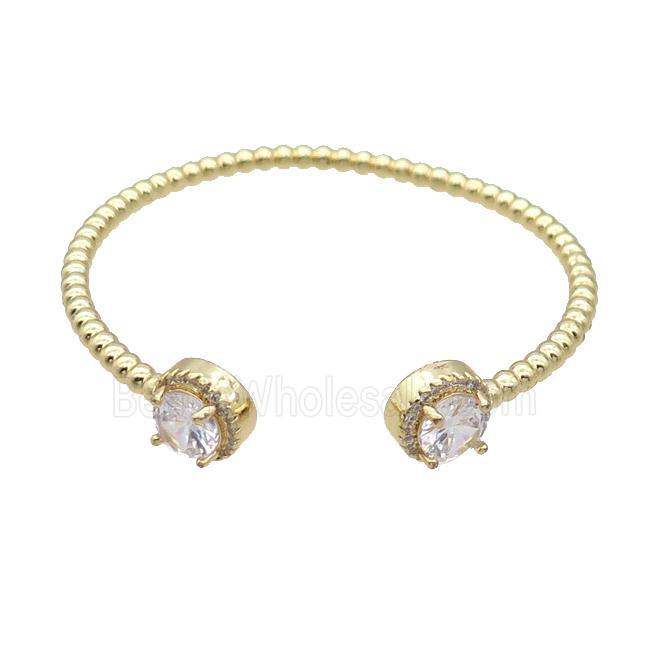 Copper Bangle Pave Crystal Gold Plated