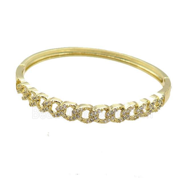 Copper Bangle Pave Zircon Gold Plated