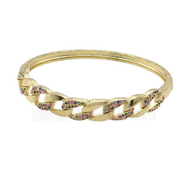 Copper Bangle Pave Zircon Gold Plated