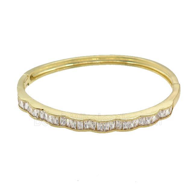 Copper Bangle Pave Zircon Gold Plated