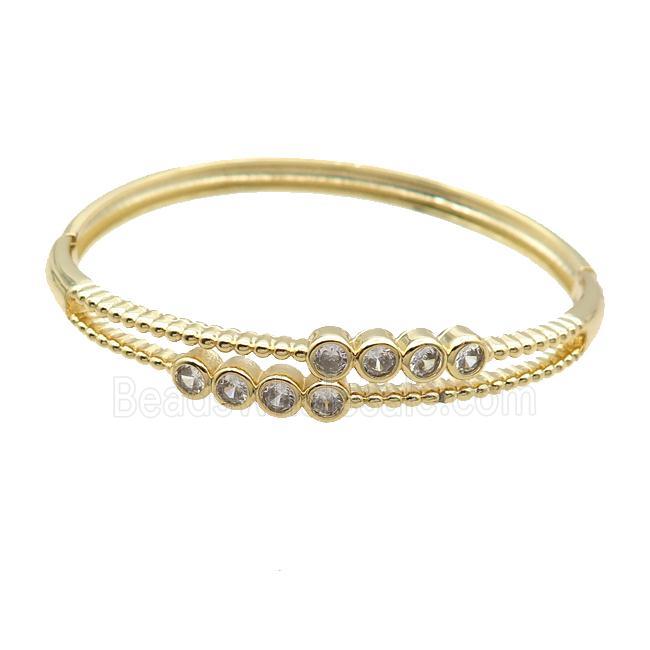 Copper Bangle Pave Zircon Gold Plated