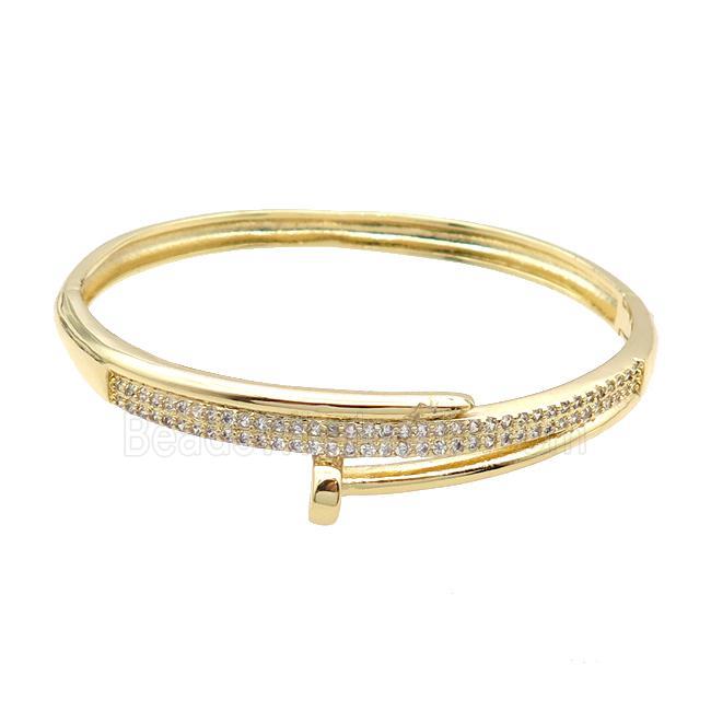 Copper Bangle Pave Zircon Gold Plated
